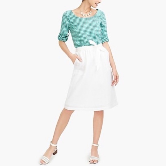 J Crew Self Belted Linen Midi Skirt EUC - Picture 1 of 11